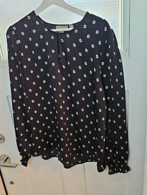 Ted Baker Black Blouse with Pale Pink Floral Dots